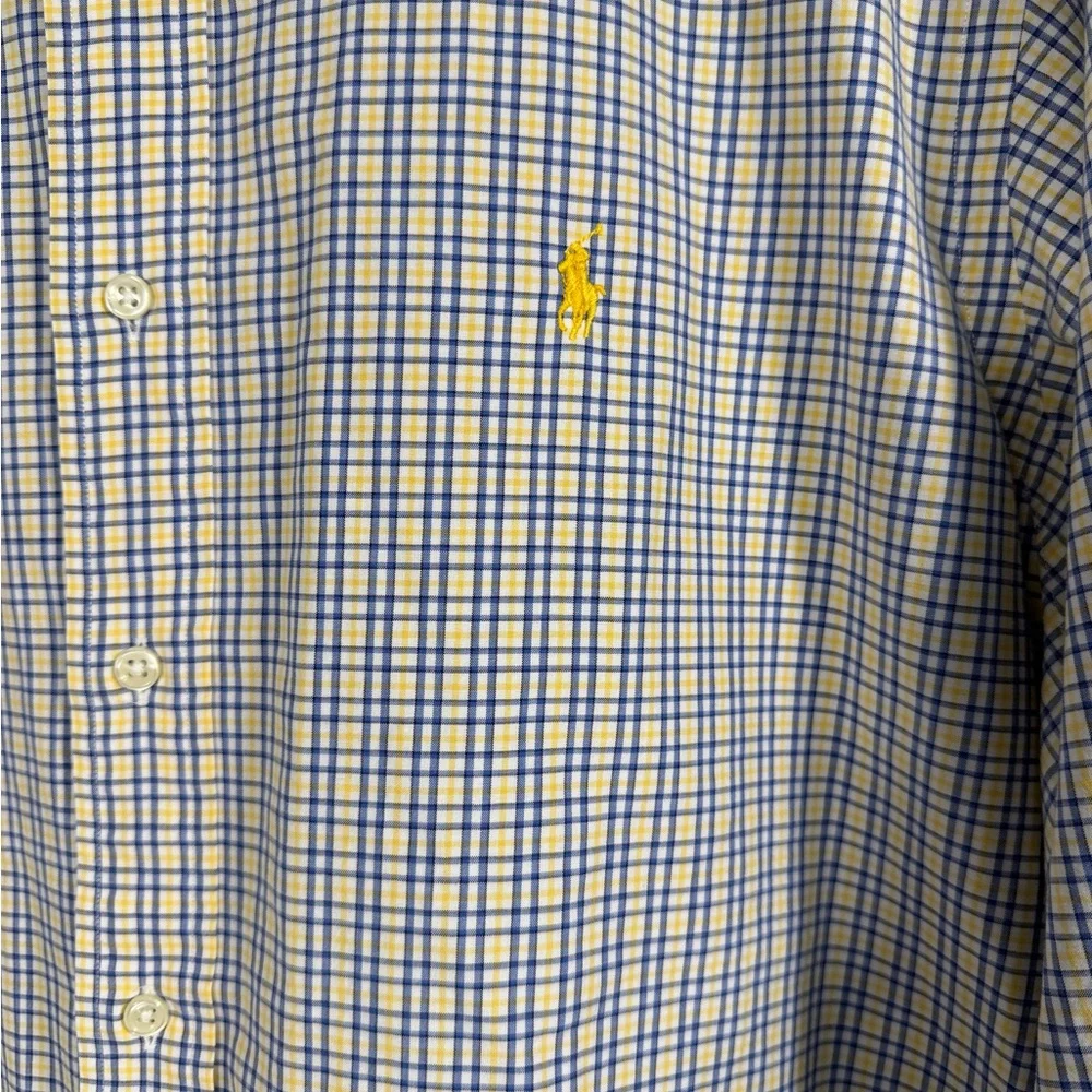 Polo by Ralph‎ Lauren Men's Blue yellow White long sleeve Plaid Shirt X-Large